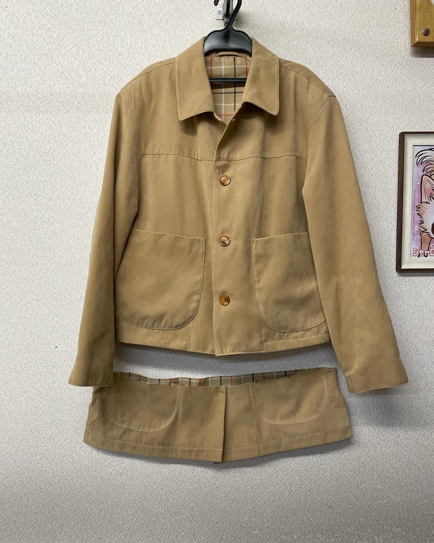 古着のハーフコート🧥の丈20cmカットのお直しご依頼、